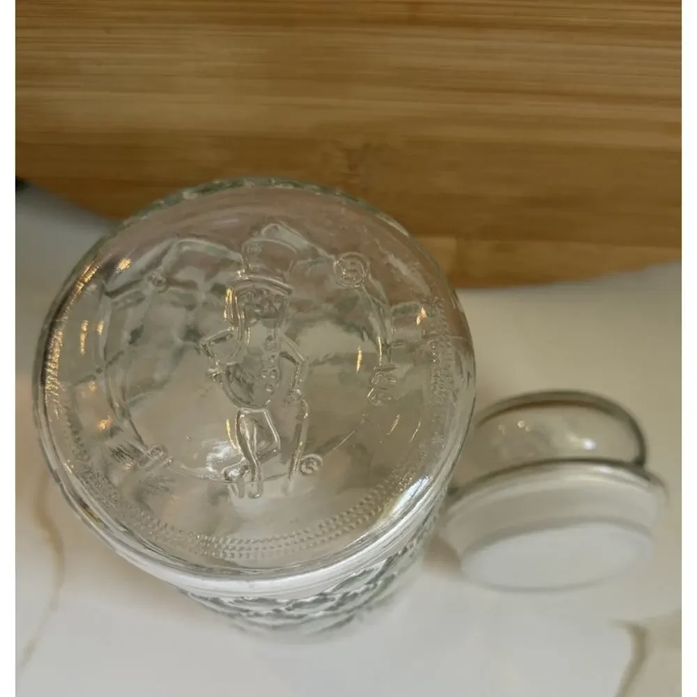 Vintage 1983 Planters Mr. Peanut Glass Jar Lid Canister Diamond Pattern